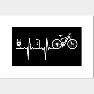 E-Bike Heartbeat Bicycle Electric Cycling Funny Posters and Art